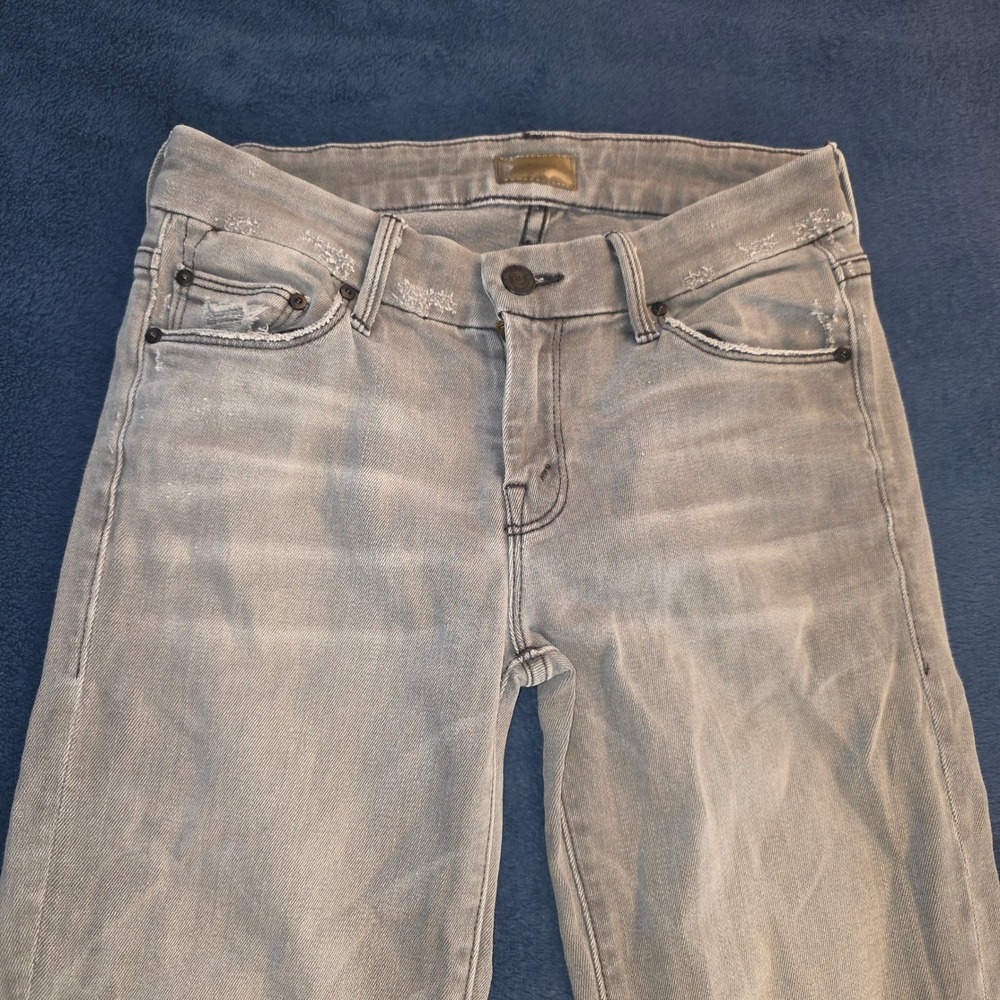 Mother Looker Ankle Fray Jeans Last Chance Saloon Grey Distressed Size 25